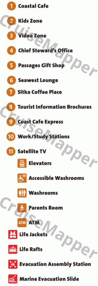 Coastal Inspiration ferry deck 5 plan (Cafe-Kids) legend