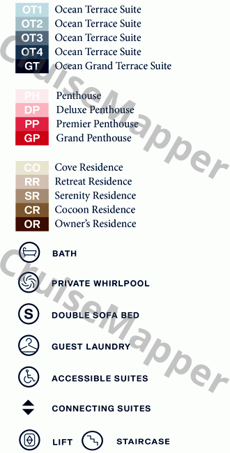 MSC Explora 1 deck 9 plan (Cabins) legend