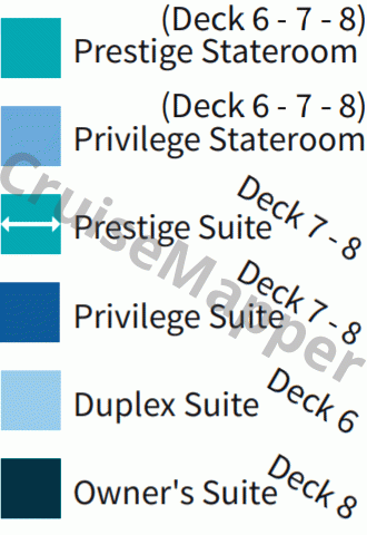 Le Commandant Charcot deck 8 plan (Bridge-Cabins) legend