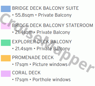 Coral Adventurer deck 6 plan (Bridge-Lounge) legend
