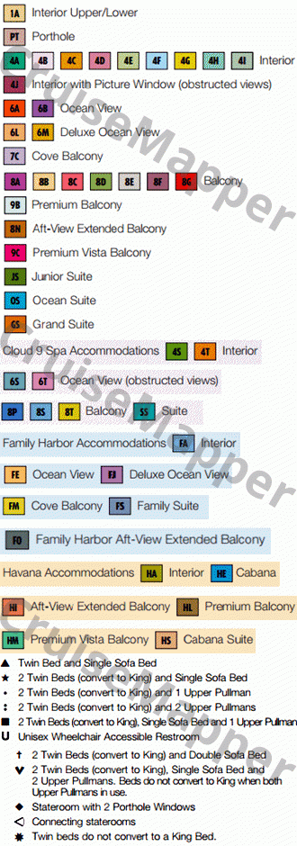 Carnival Panorama deck 5 plan (Promenade-Cabins-Havana-Shops2) legend