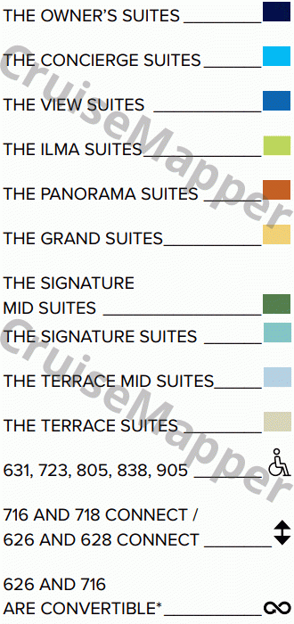 Ritz-Carlton Ilma deck 5 plan (Cabins-Lounge-Pool-Shop) legend