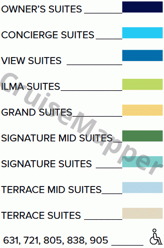 Ritz-Carlton Ilma deck 6 plan (Cabins) legend