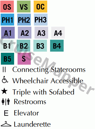 Oceania Vista deck 4 plan (Tendering-Hospital) legend