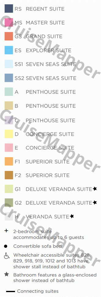 Seven Seas Splendor deck 14 plan (Regent Suite) legend