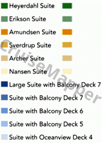 SeaDream Innovation deck 7 plan (Bridge-Cabins) legend