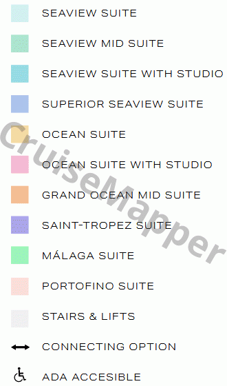 Four Seasons 2 deck 9 plan (Cabins-Bridge) legend