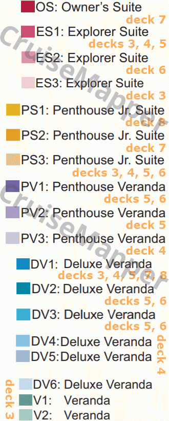 Viking Lyra deck 3 plan (Cabins) legend