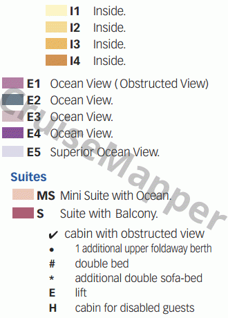 Chinese Taishan deck 5 plan (Costa Voyager - deck 5 Selene) legend
