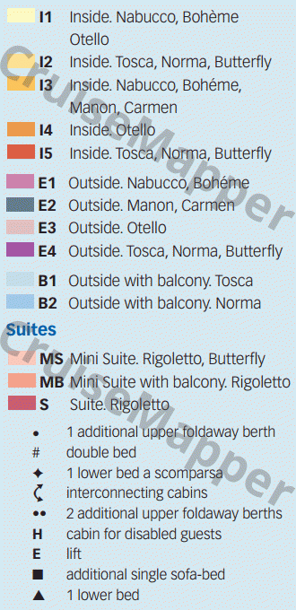 Costa Victoria deck 9 plan (Tosca) legend