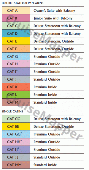 mv Aegean Odyssey deck 9 plan (Observation) legend