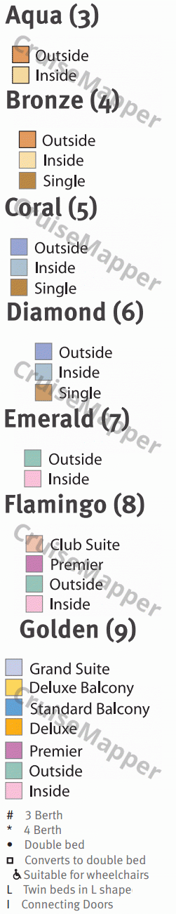 Ocean Gala deck 7 plan (Emerald) legend