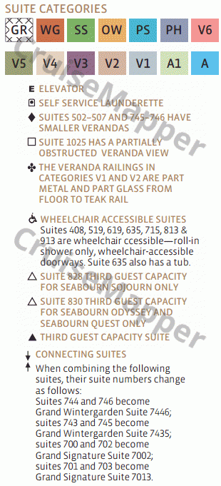 Seabourn Quest deck 3 plan legend