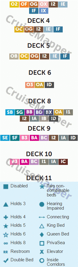 Norwegian Spirit deck 6 plan (Dining) legend