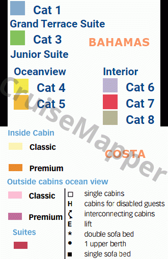 Margaritaville Paradise deck 19 plan (Costa neoClassica-deck8-Roma) legend