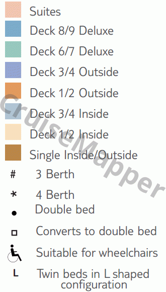 Marella Celebration deck 8 plan (Bridge) legend