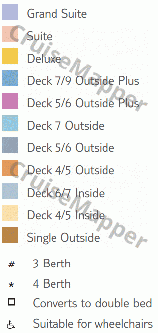 Marella Dream deck 7 plan (Auriga) legend