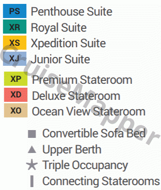 Celebrity Xpedition deck 5 plan (Panorama-Suites-Bridge) legend