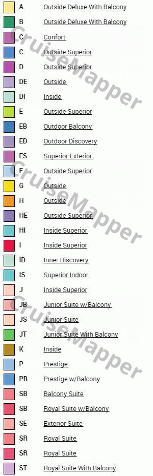 Pullmantur Horizon deck 12 plan (Ciel-Sundeck-Spa-Gym) legend