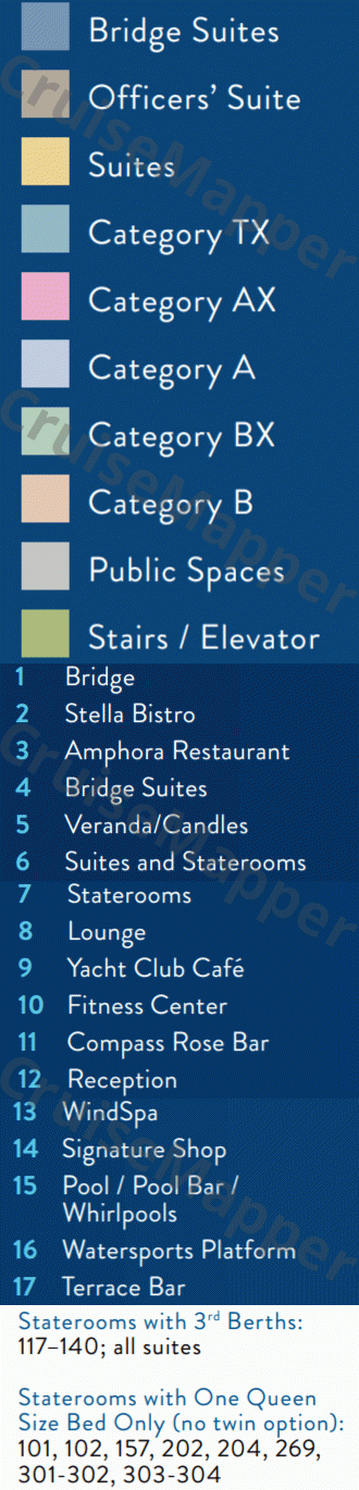 Wind Surf deck 4 plan (Main-Lobby-Restaurant-Lounge-Lido-Pool) legend