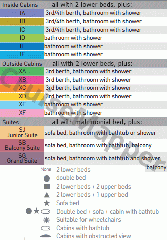 Bella Fortuna deck 2 plan (Athena-Cabins) legend