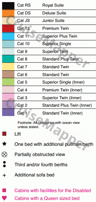 CMV Magellan deck 10 plan (Columbus) legend