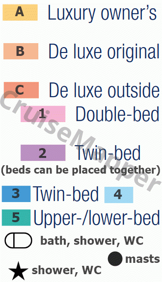 Sea Cloud deck 3 plan (Bridge-Lido) legend