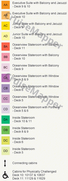 Star Pisces deck 6 plan (Cabins-Spa-Hospital) legend