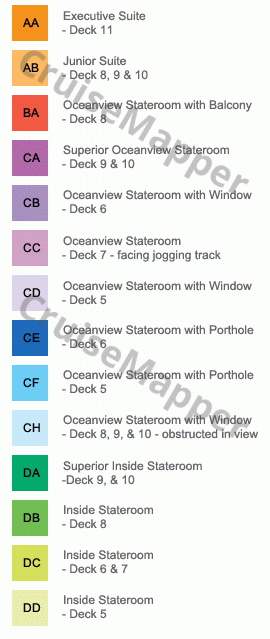 SuperStar Gemini deck 7 plan (Cabins-Promenade-Lobby) legend