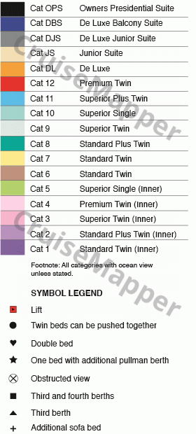 CMV Astoria deck 6 plan (Navigators) legend