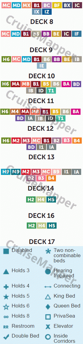 Norwegian Epic deck 17 plan (Sports-The Haven Upper) legend