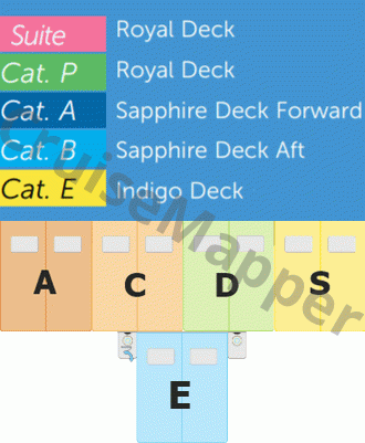 Arosa Alea deck 2 plan (Sapphire-Cabins-Restaurant) legend