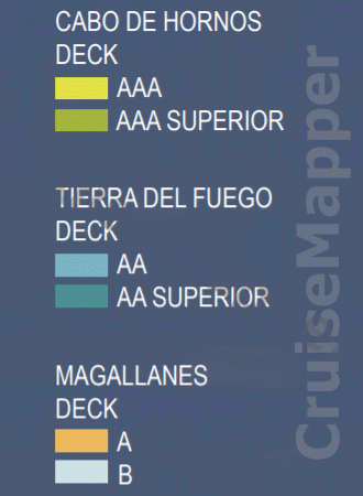 MV Stella Australis deck 1 plan (Patagonia-Dining) legend