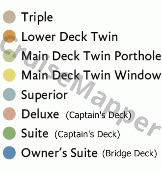 Ocean Adventurer deck 4 plan (Captain's) legend