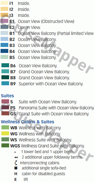 Adora Mediterranea deck 7 plan (Prometeo-Cabins) legend