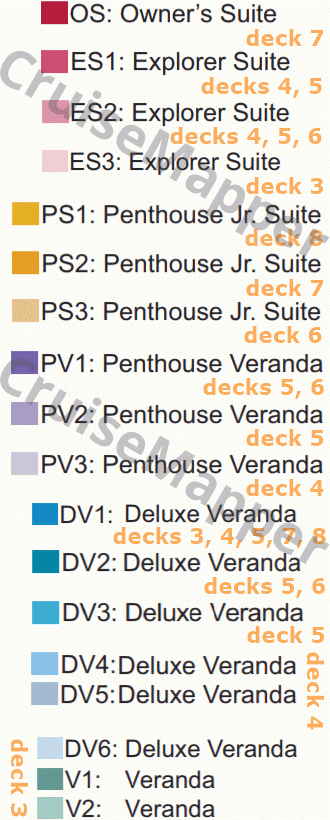 Viking Sky deck 3 plan (Cabins) legend