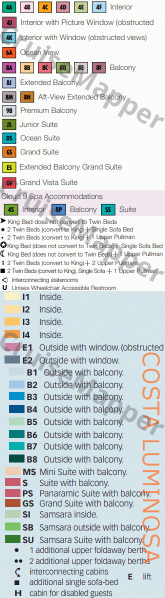 Carnival Luminosa deck 12 plan (Observation) legend