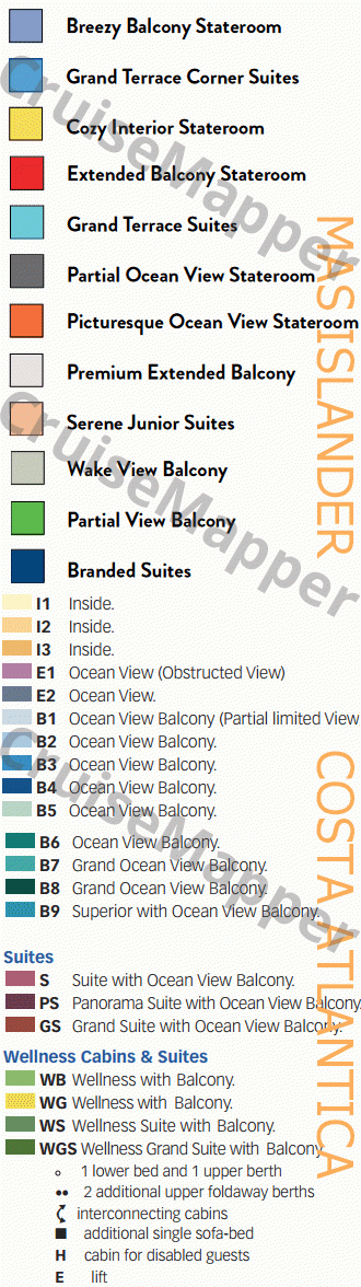Margaritaville Islander deck 12 plan (Le Notti di Cabiria-Observation) legend