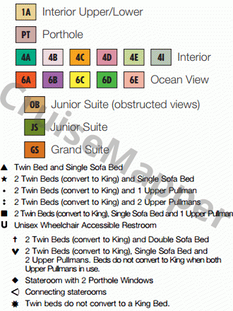 Carnival Imagination deck 8 plan (Atlantic-Dining) legend