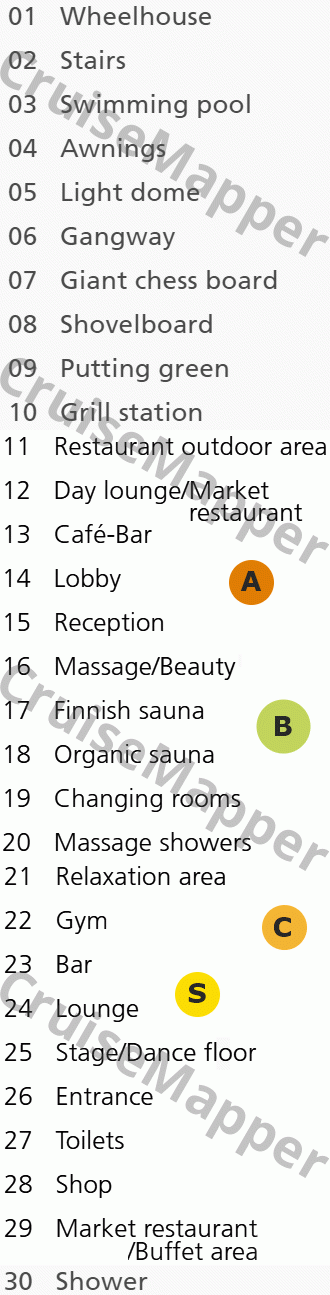 Arosa Mia deck 1 plan (Lower) legend