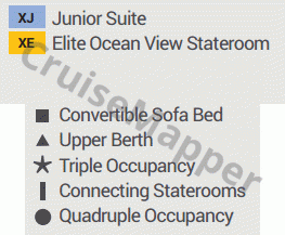 Celebrity Xploration deck 3 plan (Upper-Lido-Bridge) legend