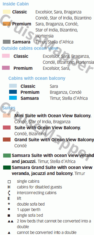 Costa Diadema deck 3 plan (Centenary) legend