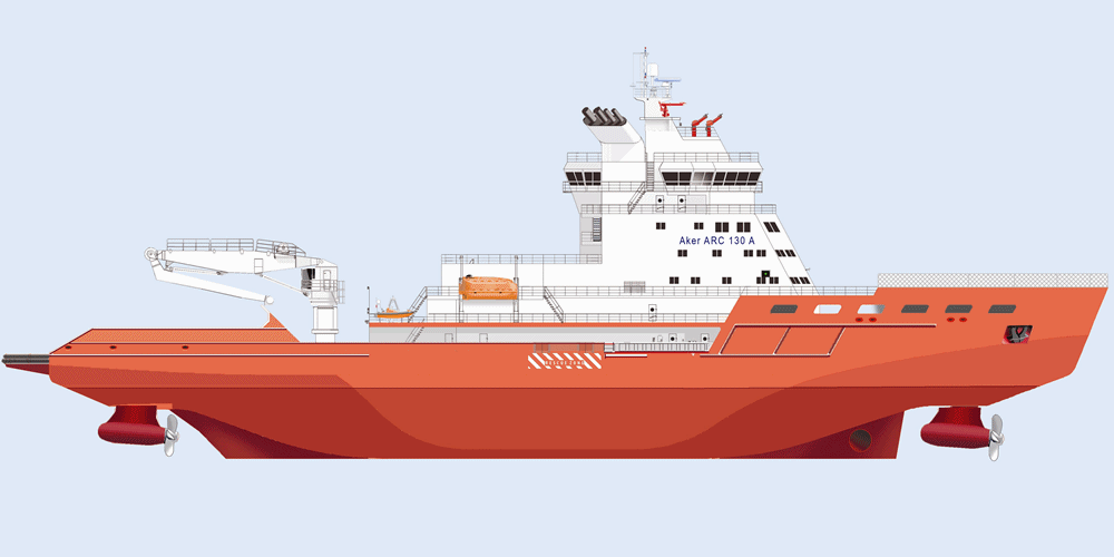 (Aker Arctic) icebreaking support vessel design