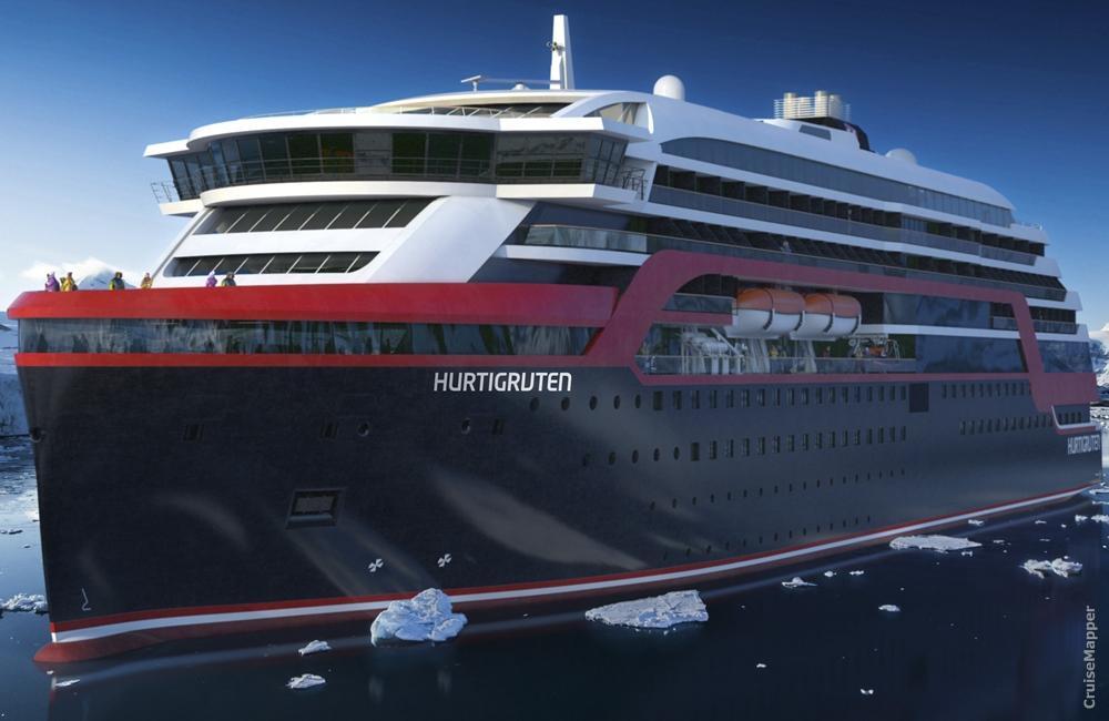 Hurtigruten new expedition cruise ship (bow view)