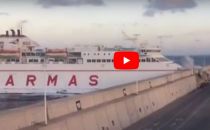 Car Ferry Crashes Head-On Into Harbour Wall