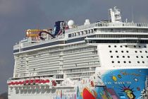 Footage shows parents waving their arms as their cruise ship sails away