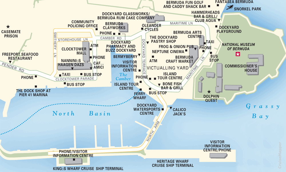 Kings Wharf cruise port map
