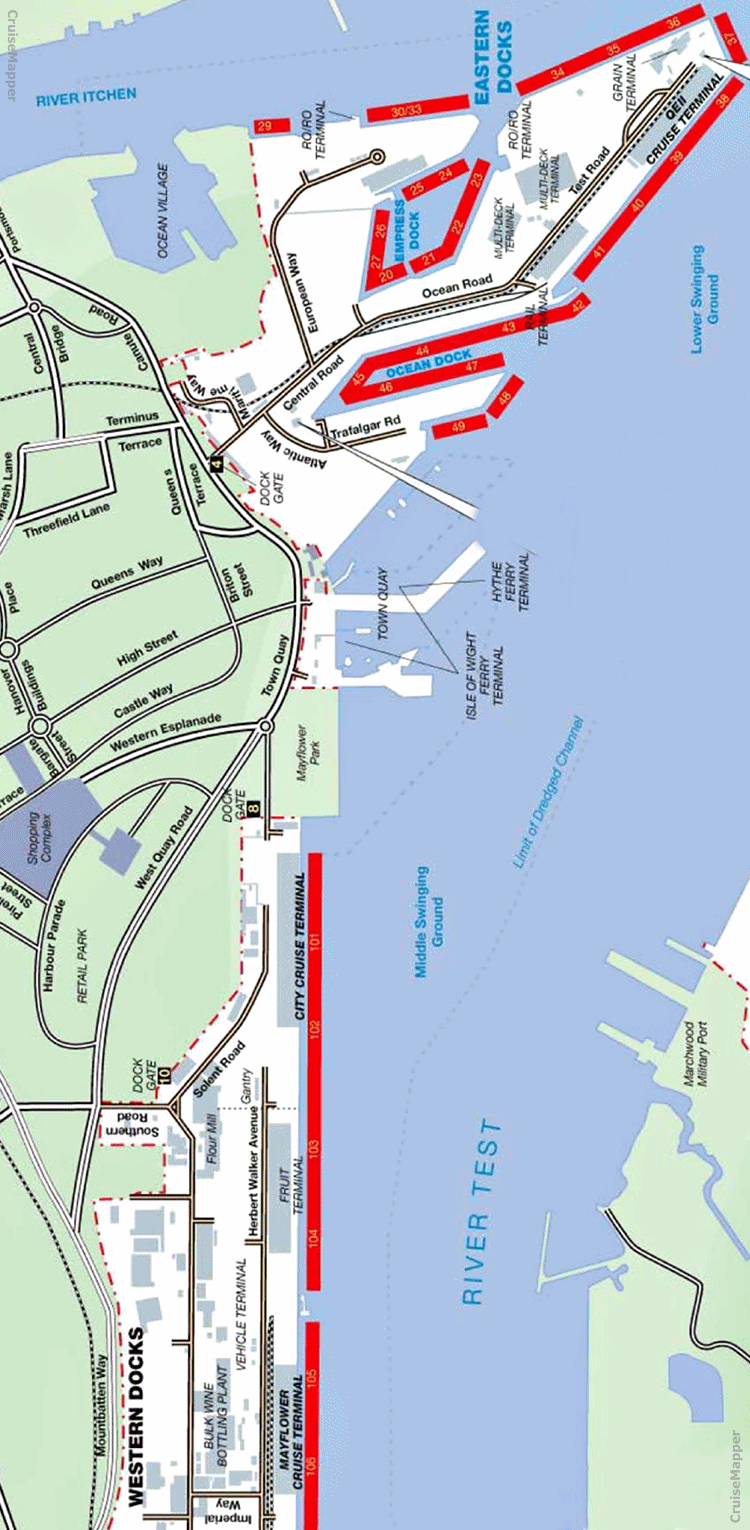 Port Southampton cruise port map