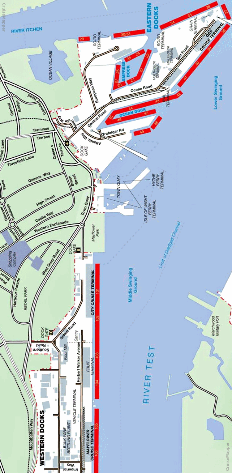 city cruise terminal southampton map