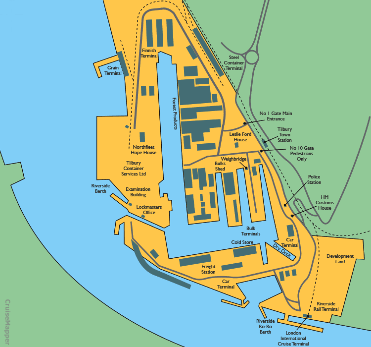 Tilbury cruise port map (printable)
